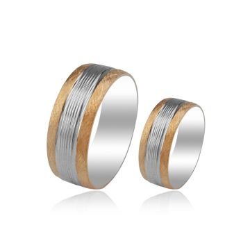 Beelo Gold 14K Altın 8 mm Alyans İkili Set Yüzük