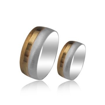 Beelo Gold 14K Altın 8 mm Alyans İkili Set Yüzük