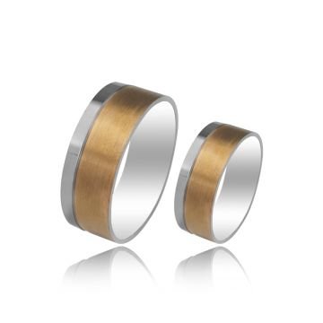 Beelo Gold 14K Altın 8 mm Alyans İkili Set Yüzük