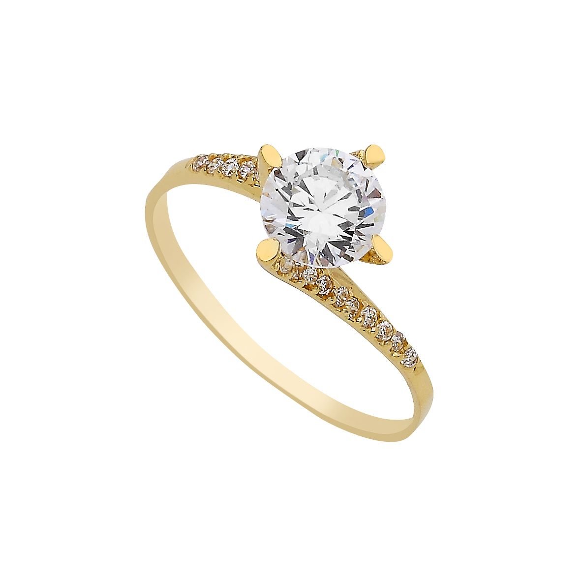Beelo Gold 14K Altın Tek Taş Yüzük TYTT145
