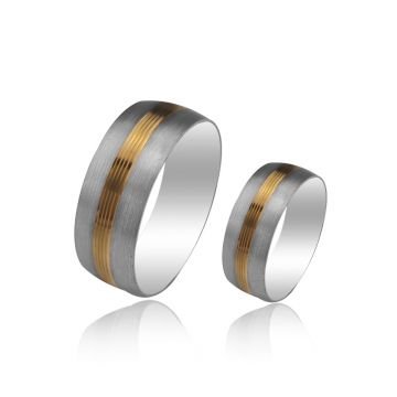 Beelo Gold 14K Altın 8 mm Alyans İkili Set Yüzük