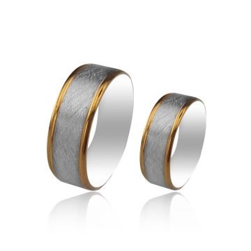 Beelo Gold 14K Altın 7 mm Alyans İkili Set Yüzük