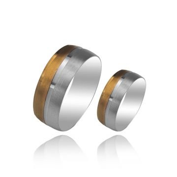Beelo Gold 14K Altın 8 mm Alyans İkili Set Yüzük