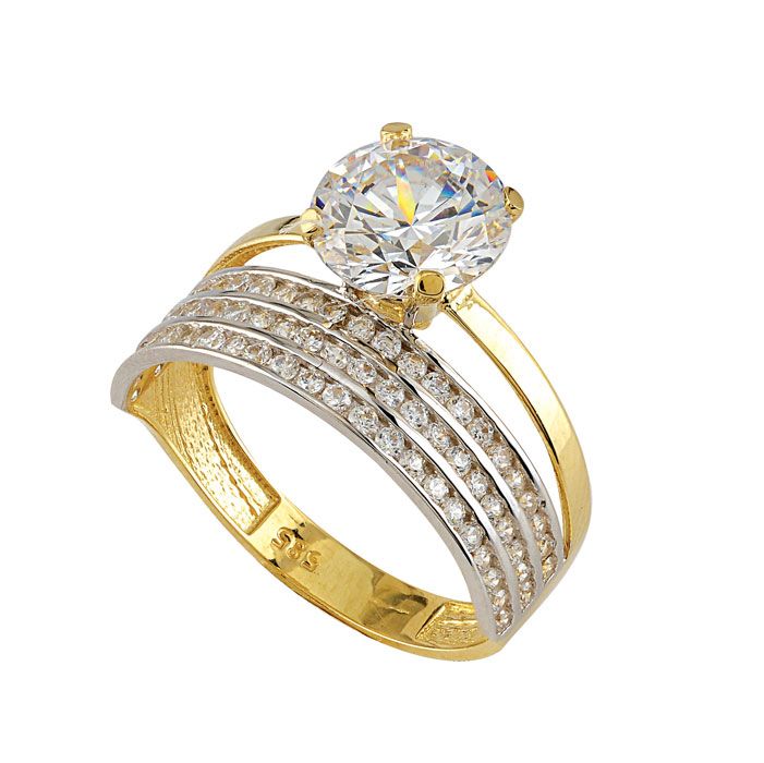Beelo Gold 14K Altın Alyans Tek Taş Yüzük TYTT169