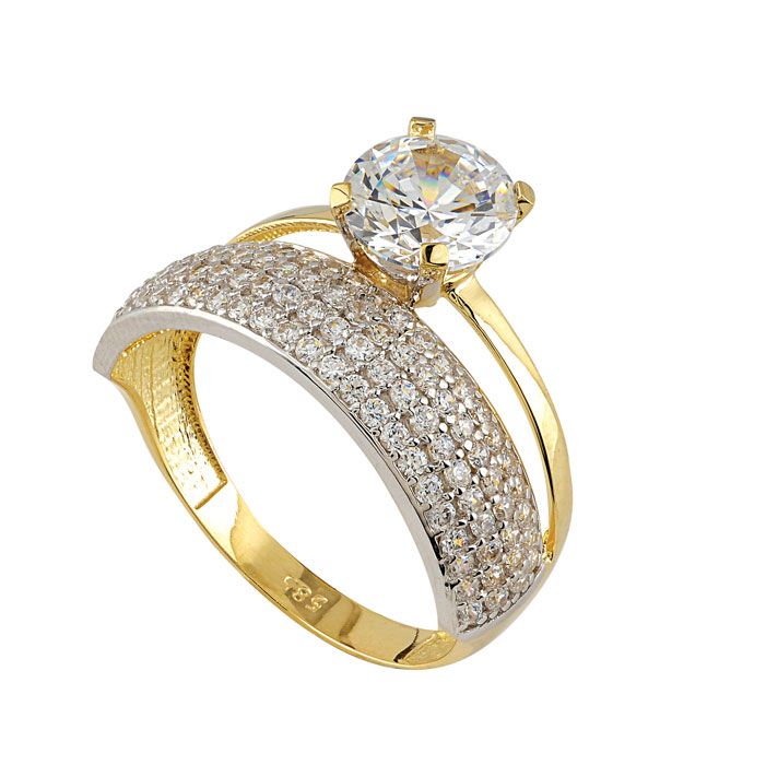 Beelo Gold 14K Altın Alyans Tek Taş Yüzük TYTT170