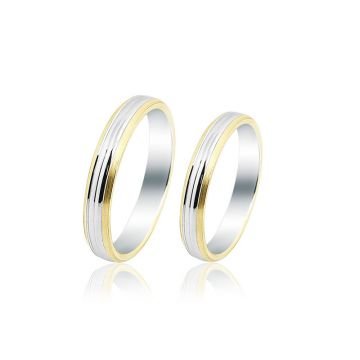 Beelo Gold 14K Altın 4 mm Alyans İkili Set Yüzük