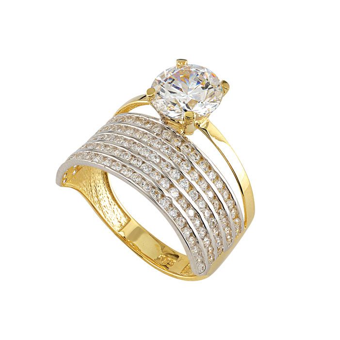 Beelo Gold 14K Altın Alyans Tek Taş Yüzük TYTT175