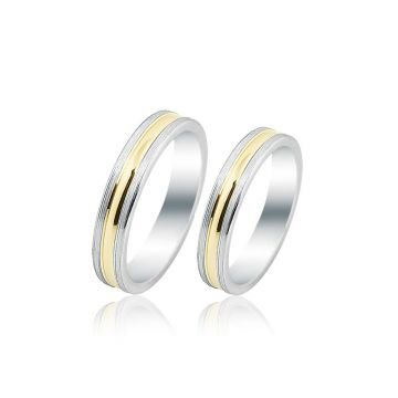 Beelo Gold 14K Altın 4 mm Alyans İkili Set Yüzük