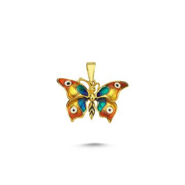 Beelo Gold 14K Altın Kelebek Mineli Kolye Ucu