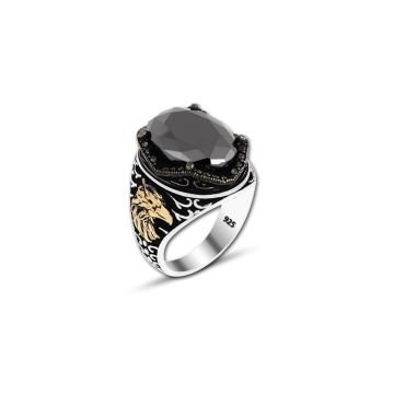 Beelo Silver 925K Gümüş Siyah Zirkon Taşlı Motifli Yüzük