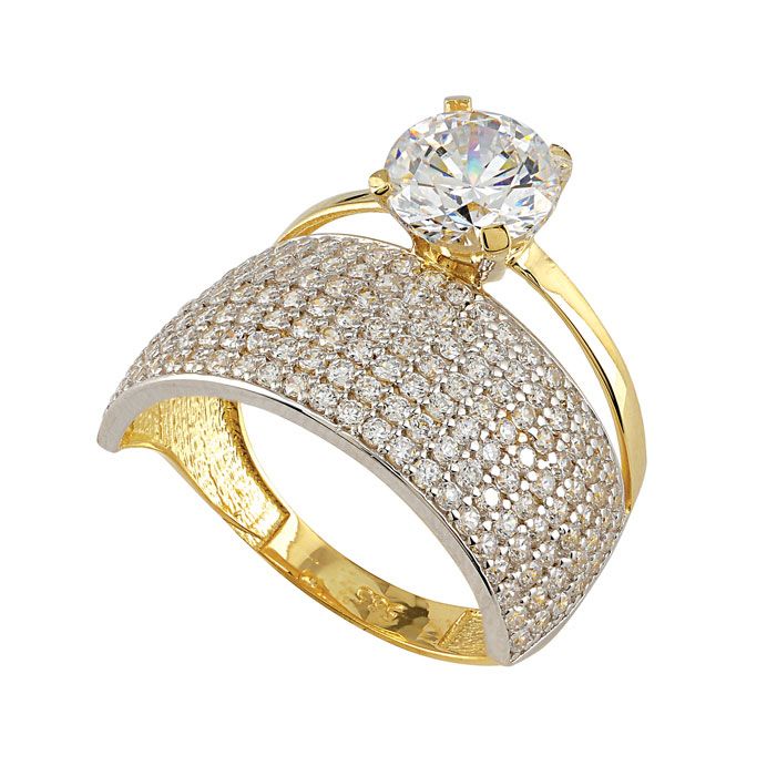 Beelo Gold 14K Altın Alyans Tek Taş Yüzük TYTT178