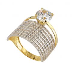 Beelo Gold 14K Altın Alyans Tek Taş Yüzük TYTT179
