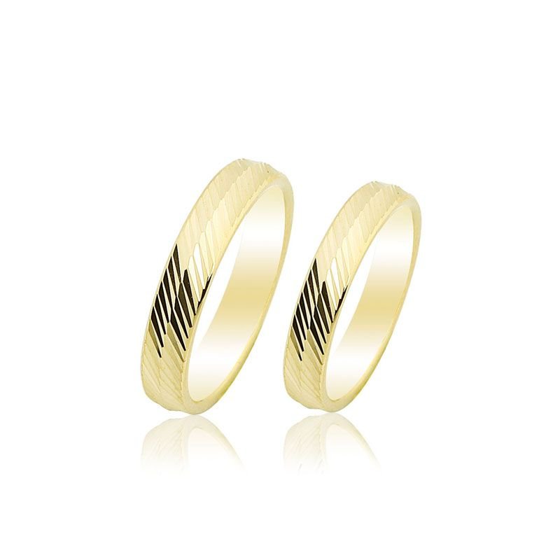 Beelo Gold 14K Altın 4 mm Alyans İkili Set Yüzük