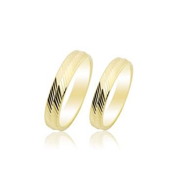 Beelo Gold 14K Altın 4 mm Alyans İkili Set Yüzük
