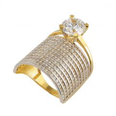 Beelo Gold 14K Altın Alyans Tek Taş Yüzük TYTT181