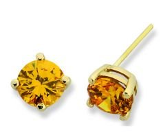 Beelo Gold 14K Altın Tek Taş Küpe