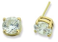 Beelo Gold 14K Altın Tek Taş Küpe