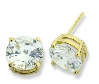 Beelo Gold 14K Altın Tek Taş Küpe
