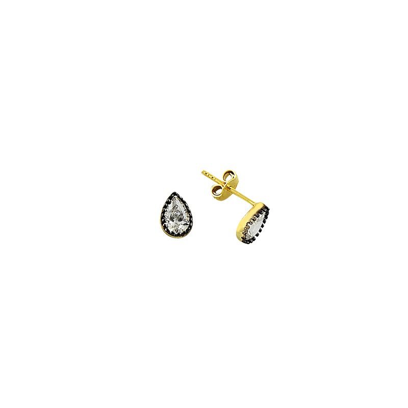 Beelo Gold 14K Damla Zirkon Altın Küpe
