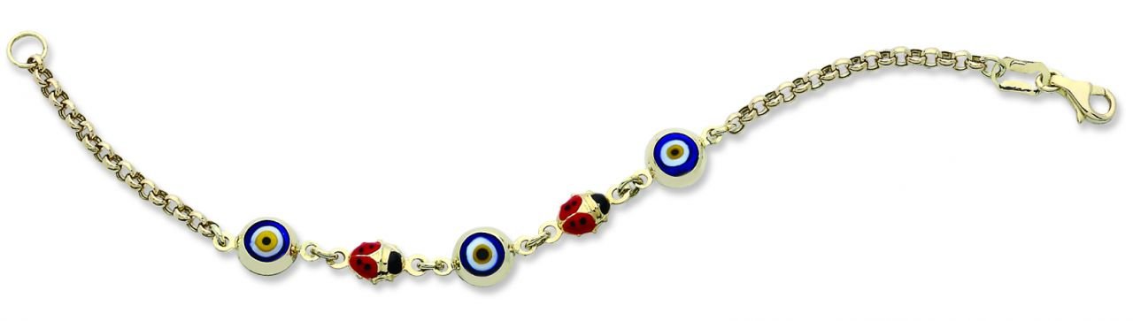 Beelo Gold 14K Altın Uğur Böceği Çocuk Nazar Bileklik CML007