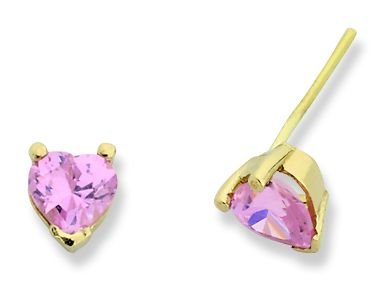 Beelo Gold 14K Altın Tek Taş Kalp Küpe