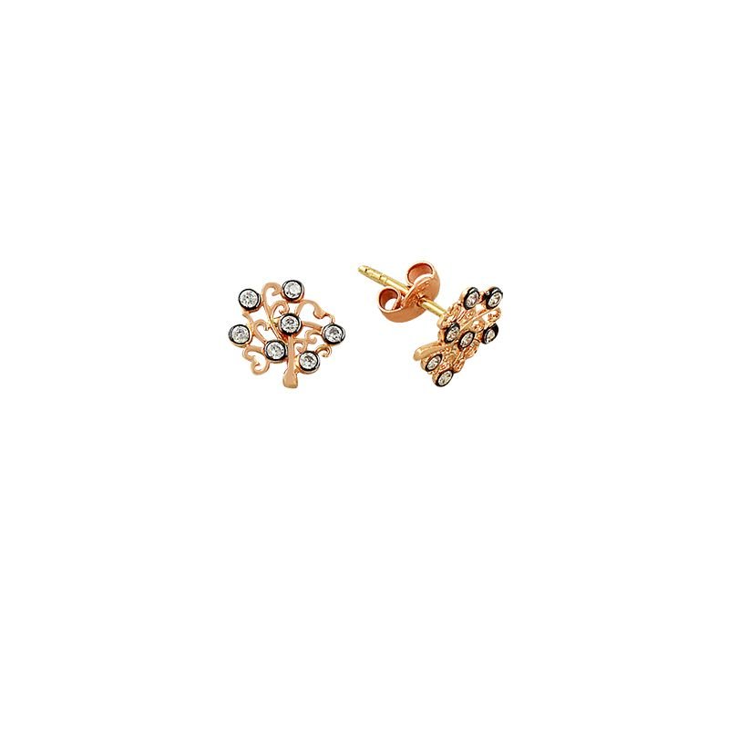 Beelo Gold 14K  Zirkon Hayat Ağacı Altın Küpe