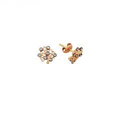 Beelo Gold 14K  Zirkon Hayat Ağacı Altın Küpe