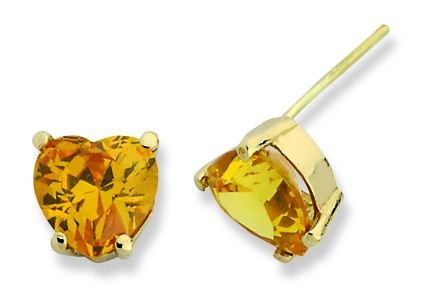 Beelo Gold 14K Altın Tek Taş Kalp Küpe