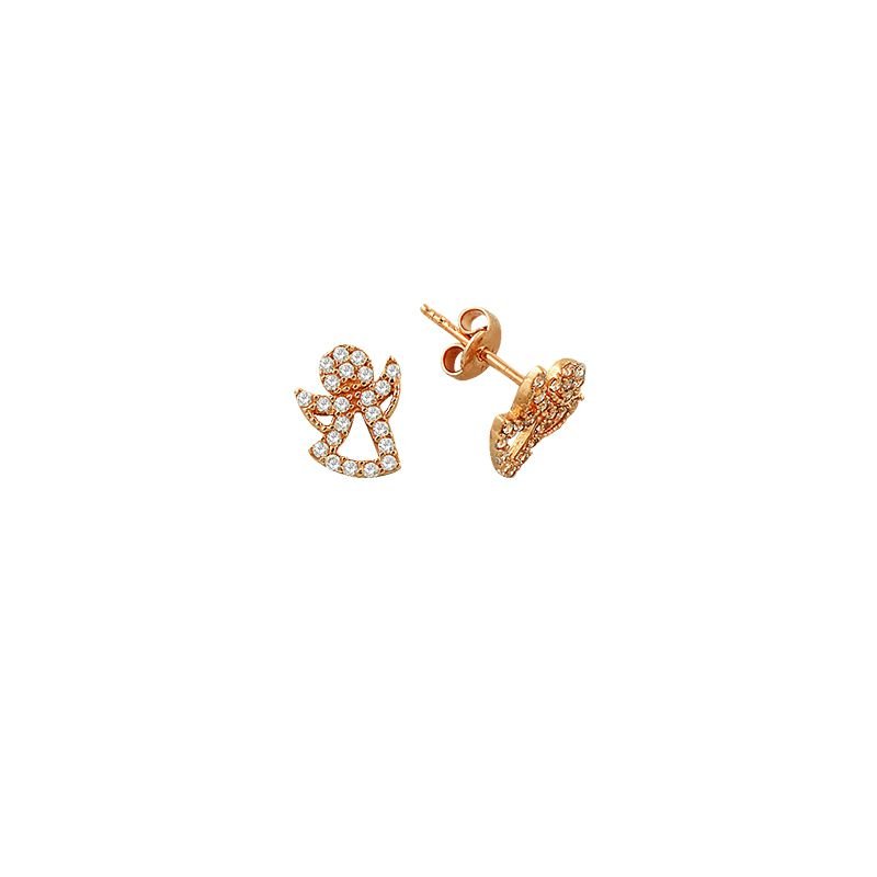 Beelo Gold 14K  Zirkon Melek Altın Küpe