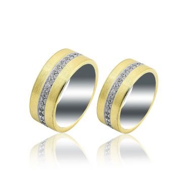 Beelo Gold 14K Altın 8 mm Alyans İkili Set Yüzük