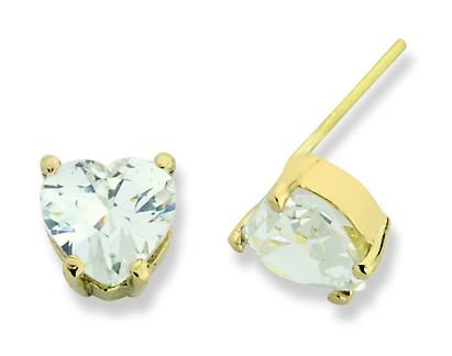Beelo Gold 14K Altın Tek Taş Kalp Küpe