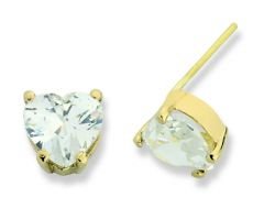 Beelo Gold 14K Altın Tek Taş Kalp Küpe