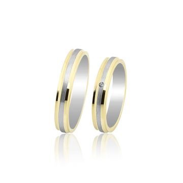 Beelo Gold 14K Altın 4 mm Alyans İkili Set Yüzük