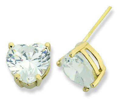 Beelo Gold 14K Altın Tek Taş Kalp Küpe
