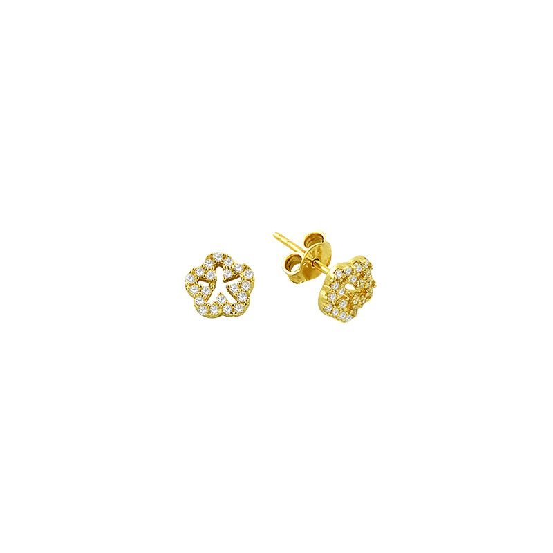 Beelo Gold 14K  Zirkon  Tasarım Altın Küpe