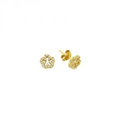 Beelo Gold 14K  Zirkon  Tasarım Altın Küpe