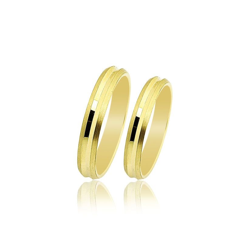 Beelo Gold 14K Altın 4 mm Alyans İkili Set Yüzük