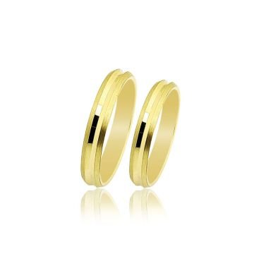 Beelo Gold 14K Altın 4 mm Alyans İkili Set Yüzük