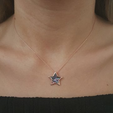 Beelo Silver 925K Gümüş Tasarım Taşlı Yıldız Kolye