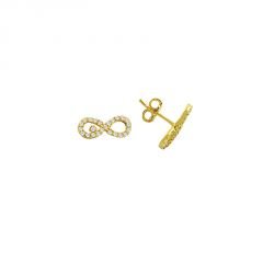 Beelo Gold 14K  Zirkon  Sonsuzluk Tasarım Altın Küpe