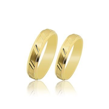 Beelo Gold 14K Altın 4 mm Alyans İkili Set Yüzük