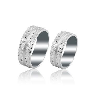 Beelo Gold 14K Altın 8 mm Alyans İkili Set Yüzük