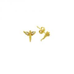 Beelo Gold 14K  Zirkon Melek Tasarım Altın Küpe