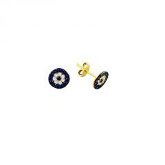 Beelo Gold 14K  Zirkon Nazar Tasarım Altın Küpe