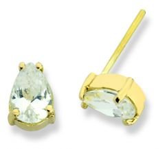 Beelo Gold 14K Altın Tek Taş Su Damlası Küpe