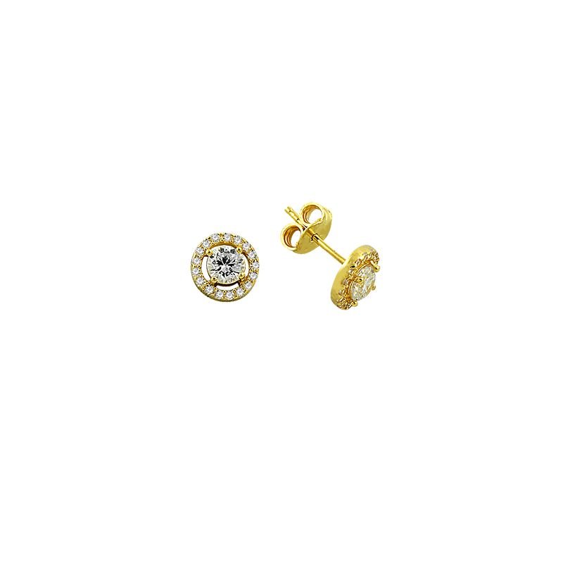 Beelo Gold 14K  Zirkon Tasarım Altın Küpe