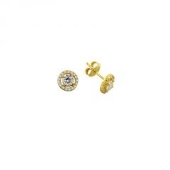 Beelo Gold 14K  Zirkon Tasarım Altın Küpe