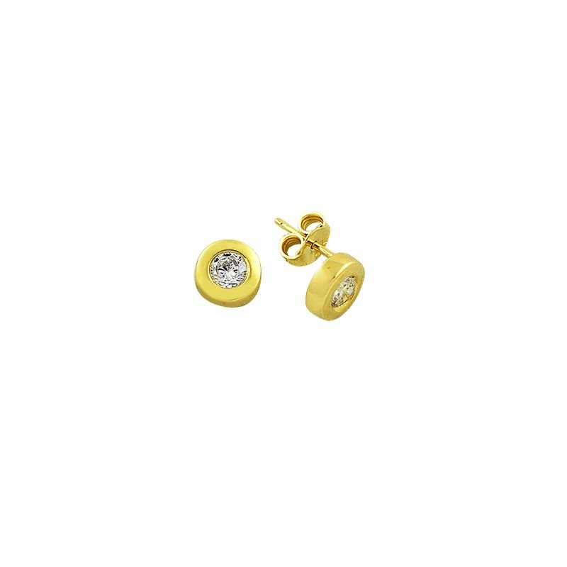 Beelo Gold 14K  Zirkon Tasarım Altın Küpe