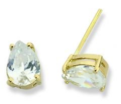 Beelo Gold 14K Altın Tek Taş Su Damlası Küpe