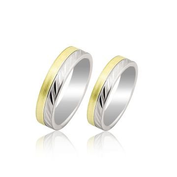 Beelo Gold 14K Altın 4 mm Alyans İkili Set Yüzük